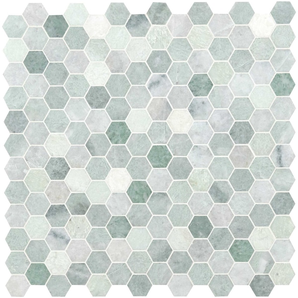 Msi Icelandic Green Hexagon 12"X11.81"X 10 Mm Polished Marble Mesh-Mounted Mosaic Wall Tile, 10PK ZOR-MD-0486 - main